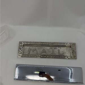 Vintage Silver Tone Heavy Metal Ornate Mail Mailbox Letter Door Slot Flap India